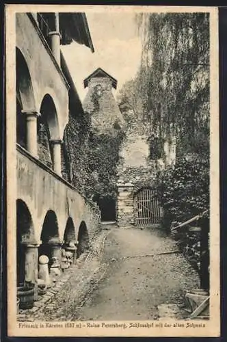 AK Friesach, Ruine Petersberg, Schlosshof mit der alten Schmelz