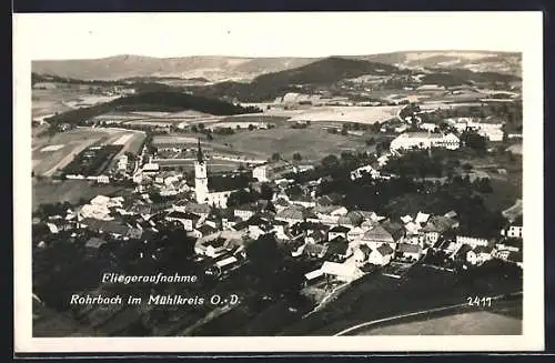 AK Rohrbach im Mühlkreis, Ortsansicht vom Flugzeug aus