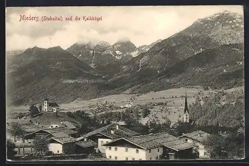 AK Mieders / Stubaital, Gesamtansicht mit Kalkkögel