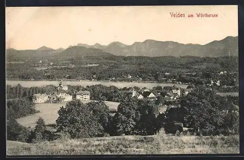 AK Velden am Wörthersee, Ortspartie mit See