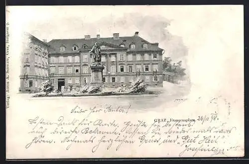 AK Graz, Franzensplatz mit Denkmal