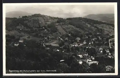 AK Eggenberg /Steiermark, Totalansicht mit Hubertushöhe aus der Vogelschau