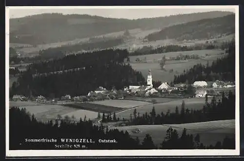 AK Wenigzell /Oststeiermark, Gesamtansicht mit Umgebung aus der Vogelschau