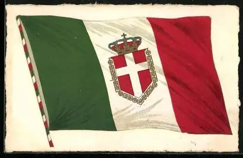 AK Flagge Italien mit Wappen