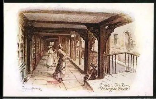 Künstler-AK Chester, The Row, Watergate Street