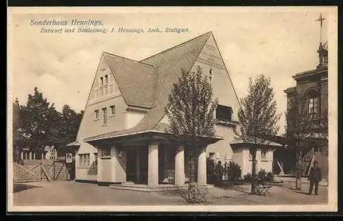 AK Stuttgart, Bau-Ausstellung 1908, Ausstellungsgebäude der Handelsakademie Zügel