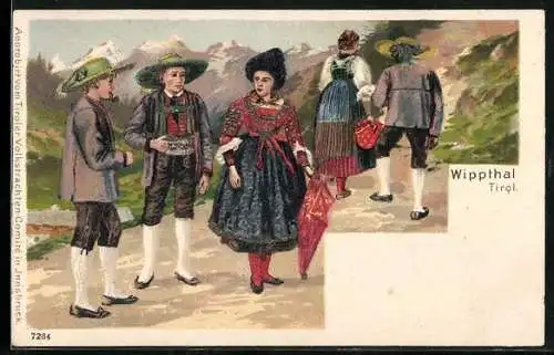 Künstler-AK Tiroler in Tracht aus dem Wippthal