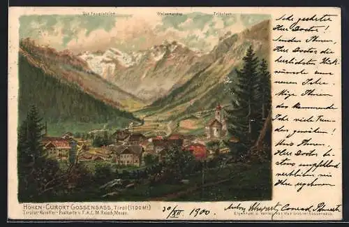 Künstler-AK F.A.C.M. Reisch: Gossensass, Blick auf den Höhenkurort