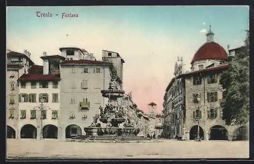 AK Trento, Fontana, Brunnen auf dem Marktplatz