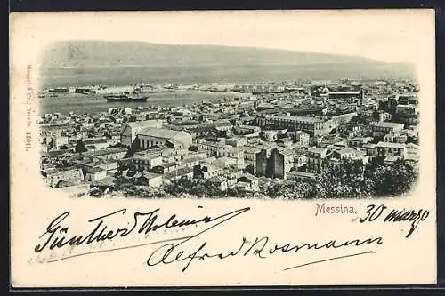 AK Messina, Gesamtansicht aus der Vogelschau