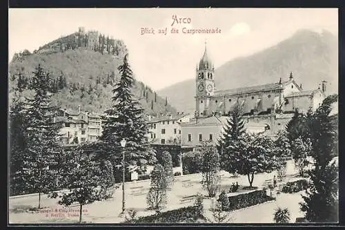 AK Arco, Blick auf Curpromenade und Kirche