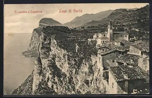 AK Tremosine, Ortsansicht m. Gardasee