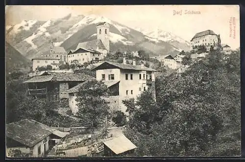 AK Schenna, Ortsansicht aus der Vogelschau