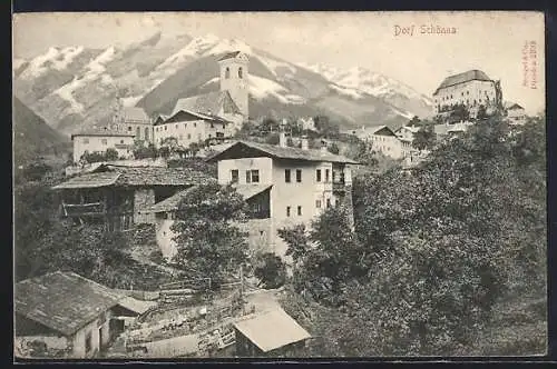 AK Schenna, Ortsansicht aus der Vogelschau