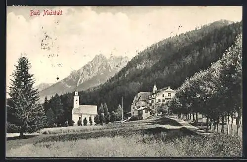 AK Bad Maistatt, Ortspartie mit Kirche