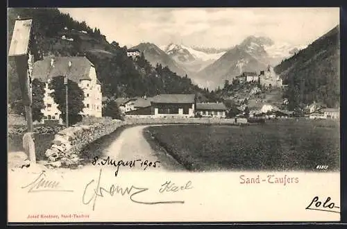 AK Sand-Taufers, Strasse am Ortseingang