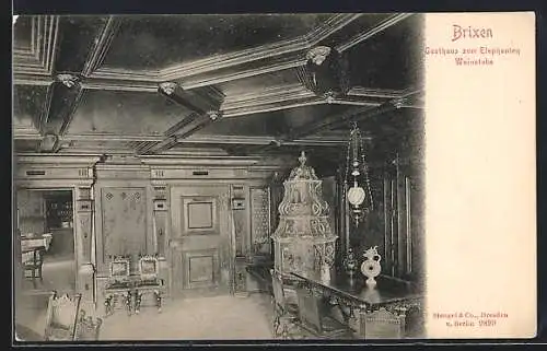 AK Brixen, Gasthaus zum Elephanten, Weinstube, Innenansicht