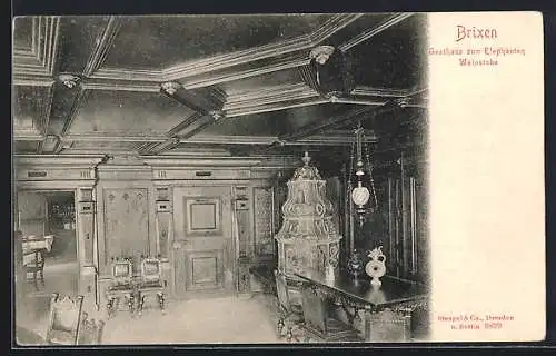 AK Brixen, Gasthaus zum Elephanten, Weinstube, Innenansicht