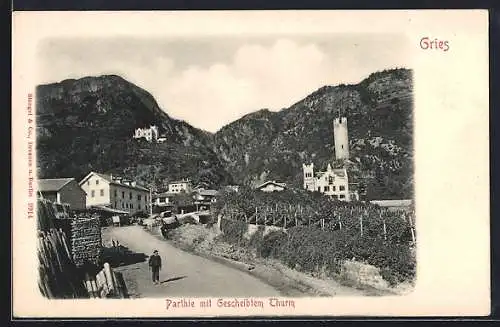 AK Gries, Parthie mit Gescheibtem Turm