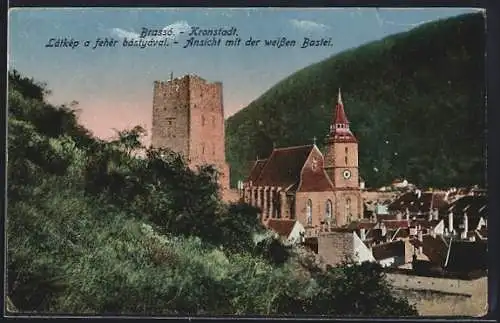 AK Brasso-Kronstadt, Latkep a feher bastyaval, Ansicht mit der weissen Bastei