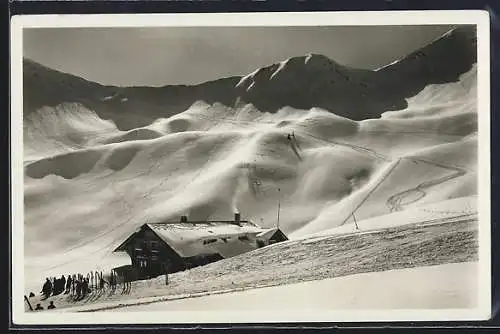 AK Schwarzwasserhütte mit Ochsenhofer Scharte, Berghütte