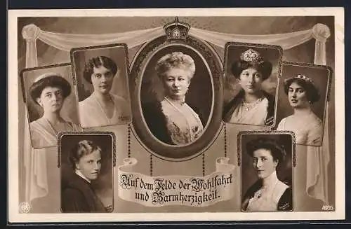 AK Kaiserin Auguste Victoria von Preussen, 7 Portraits, Prinzessin Eitel Friedrich, Prinzessin Ady