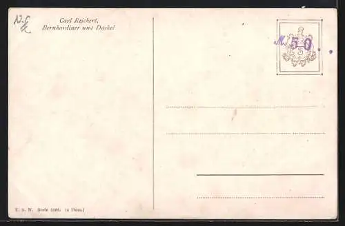 Künstler-AK C.Reichert: Bernhardiner u. Dackel