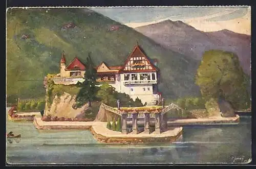 Künstler-AK Vitznau, Schlössli Hohenfels