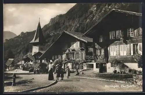 AK Meiringen, Dorfpartie mit Anwohnern