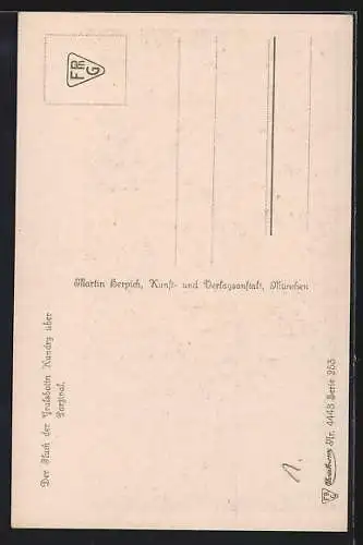 Künstler-AK A. Spiess / F. Piloty: Parsival, Abschied zu Pferde