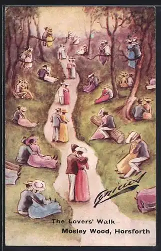 Künstler-AK Cynicus: Horsforth, Mosley Wood, The Lovers` Walk