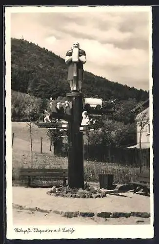 AK Zittauer Gebirge, Die Lausche mit dem Rübezahl-Wegweiser