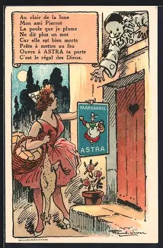 AK Harlekin kauft Margarine Astra von einer Frau, Reklame