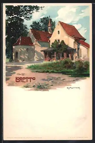 Künstler-AK Karl Mutter: Freiburg / Breisgau, Loretto Kapelle im Grünen