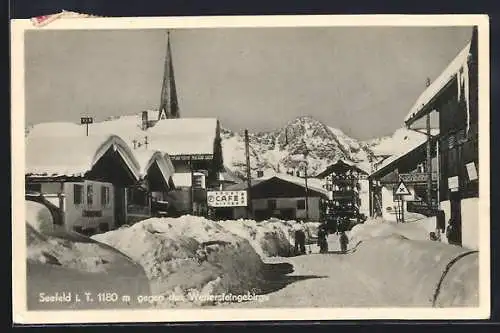AK Seefeld i. T., Sport Café Ditter im Ort gegen das Wettersteingebirge