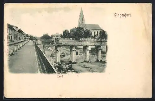 AK Klagenfurt, Lend, Promenade am Flussufer