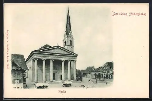 AK Dornbirn /Arlbergbahn, Blick auf die Kirche