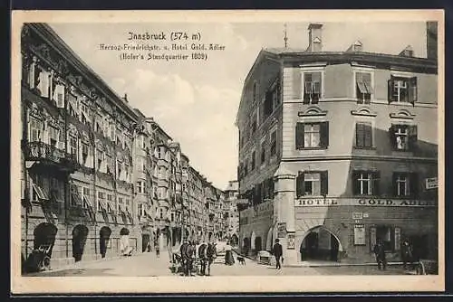 AK Innsbruck, Herzog-Friedrichstrasse und Hotel Goldener Adler