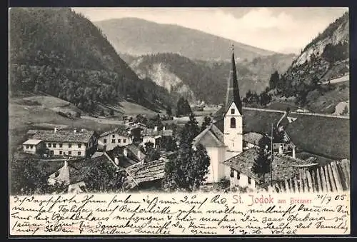 AK St. Jodok am Brenner, Totalansicht mit Kirche