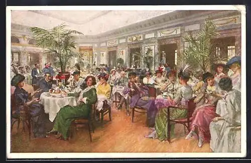 Künstler-AK Wien, Grand Hotel, Grosse Halle