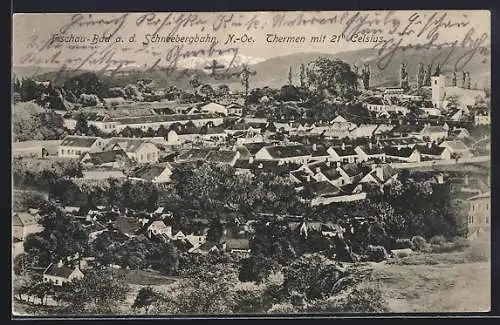 AK Fischau-Bad a. d. Schneebergbahn, Ortsansicht aus der Vogelschau