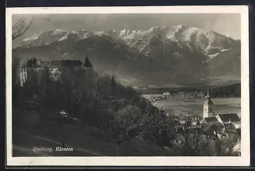 AK Bleiburg /Kärnten, Ortsansicht mit Bergpanorama