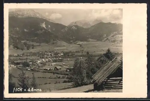 AK Aich a. d. Enns, Ortsansicht aus der Vogelschau