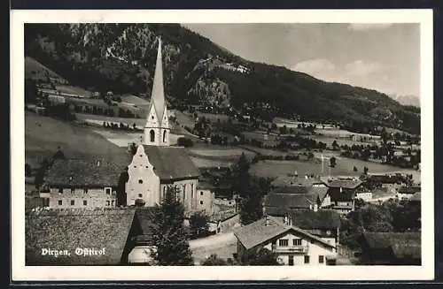 AK Virgen /Osttirol, Strassenpartie mit Kirche