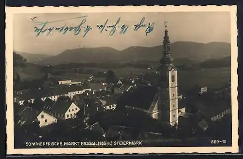 AK Markt Passail /Steiermark, Teilansicht mit Kirche