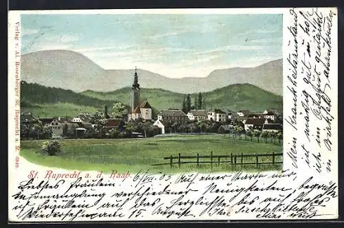 AK St. Ruprecht a. d. Raab, Teilansicht mit Kirche