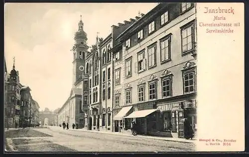 AK Innsbruck, Maria Theresienstrasse mit Servitenkirche