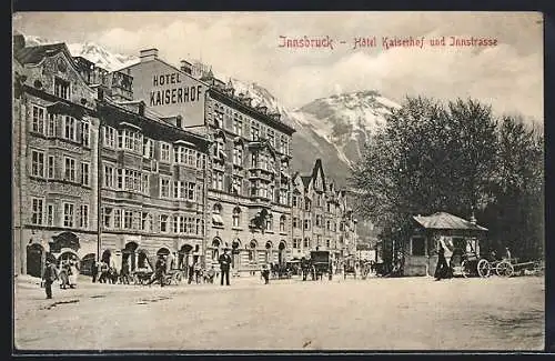 AK Innsbruck, Hotel Kaiserhof und Innstrasse