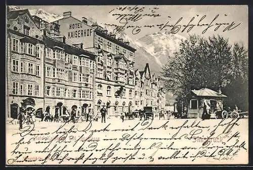AK Innsbruck, Hotel Kaiserhof und Innstrasse