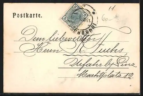 AK Innsbruck, Hotel Kaiserhof und Innstrasse